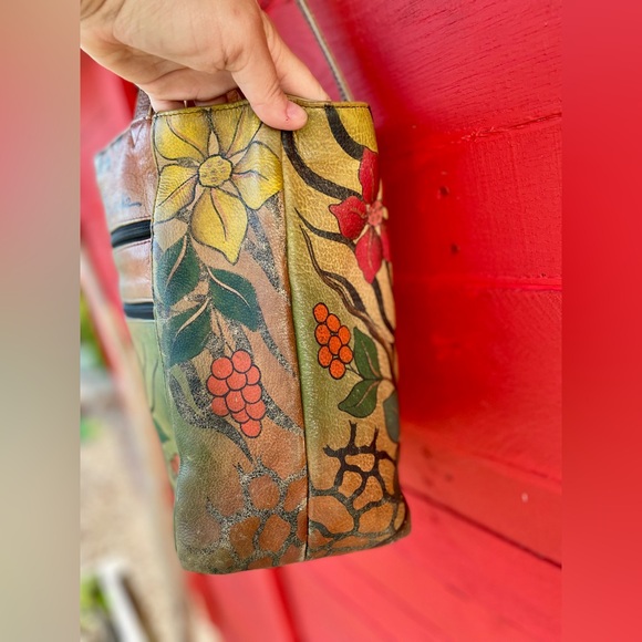 Vintage Anuschka hand painted leather shoulder bag - Picture 5 of 16